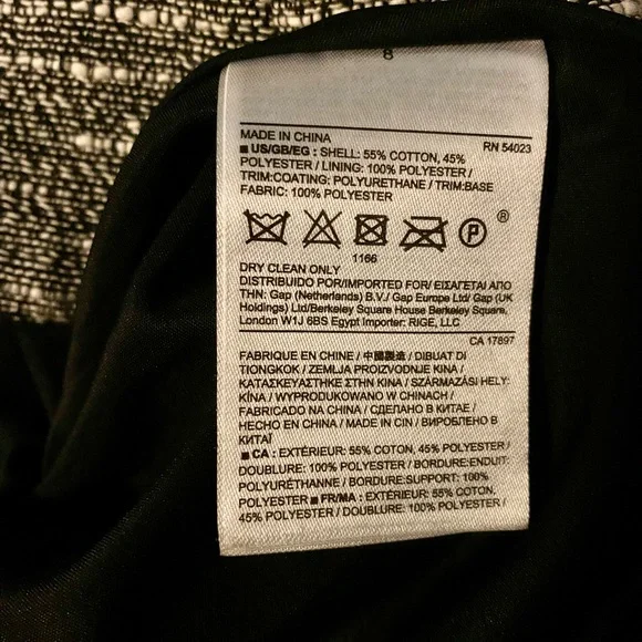 BANANA REPUBLIC black/white Dress with Leather Detail Shoulder/Collar, Size 8. - Picture 8 of 9